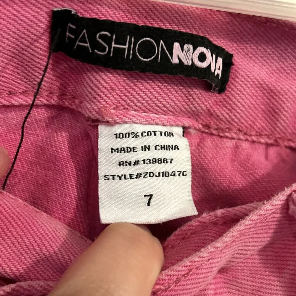 Fashion Nova‎ Pink Jeans Size 7 Button Fly Relaxed Fit - Picture 4 of 6